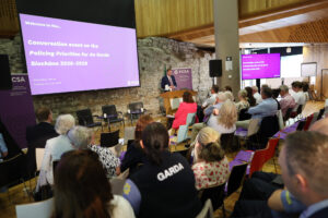 Minister for Justice, Home Affairs and Migration Jim O’Callaghan addresses the audience. Pic: Julien Behal.